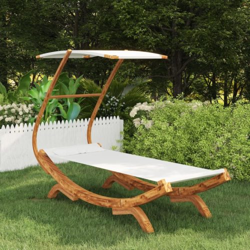 Outdoor Lounge Bed with Canopy Solid Bent Wood