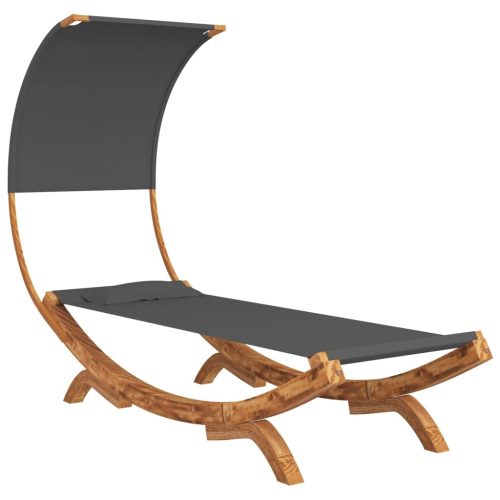 Outdoor Lounge Bed with Canopy Solid Bent Wood