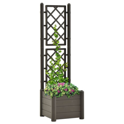 Garden Planter with Trellis PP – 43x43x142 cm, Anthracite