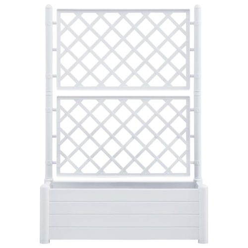 Garden Planter with Trellis PP – 100x43x142 cm, White