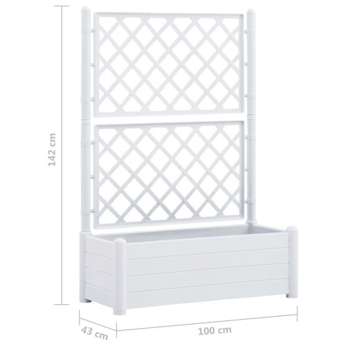 Garden Planter with Trellis PP – 100x43x142 cm, White