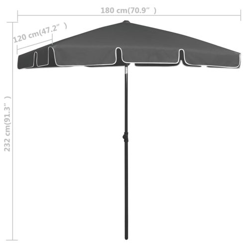 Beach Umbrella – 180×120 cm, Anthracite