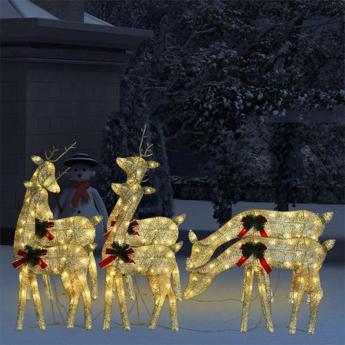 Christmas Reindeer Family 270x7x90 cm Mesh – Gold, 6