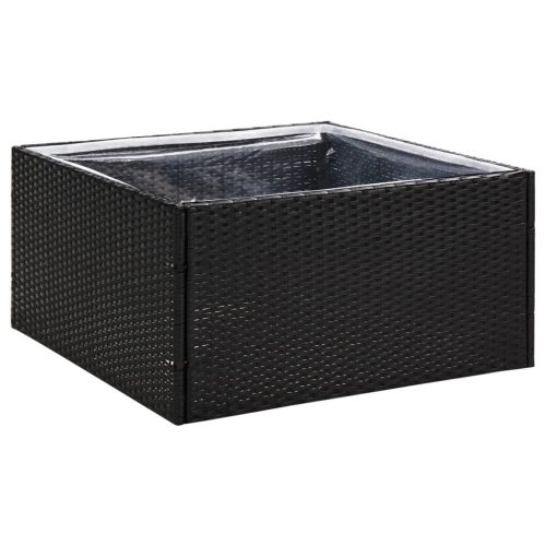 Garden Planter Poly Rattan – 80x80x40 cm, Black