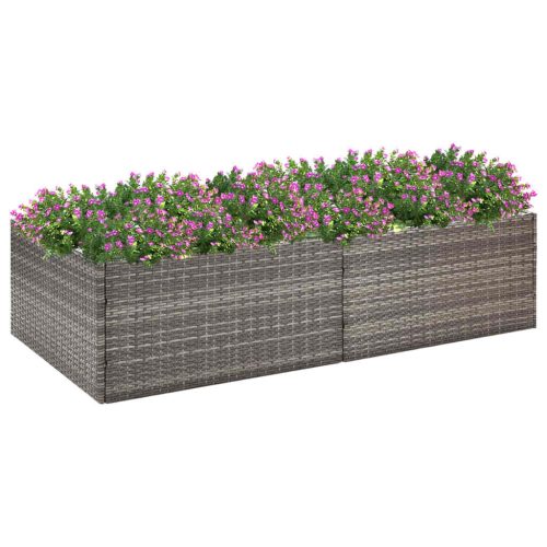 Garden Planter Poly Rattan – 157x80x40 cm, Grey