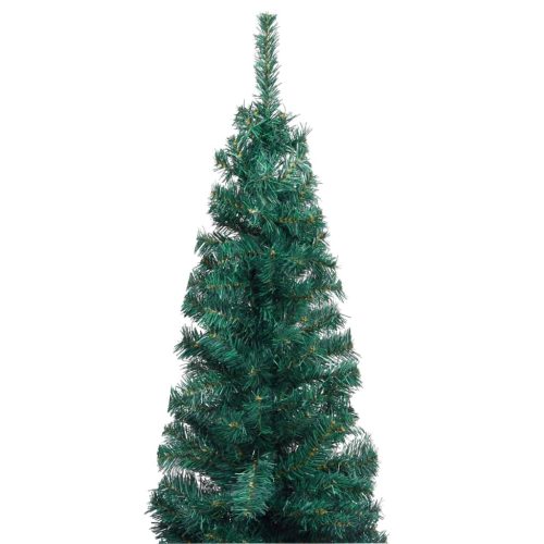 Slim Artificial Christmas Tree with Stand Green PVC – 150×43 cm, Without Flocked Snow