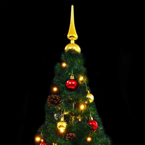 Artificial Christmas Tree with Baubles and LEDs Green – 180×90 cm