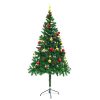 Artificial Christmas Tree with Baubles and LEDs Green – 180×90 cm