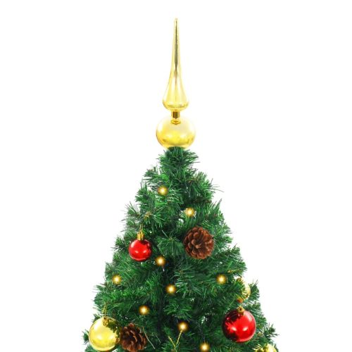 Artificial Christmas Tree with Baubles and LEDs Green – 180×90 cm