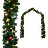 Christmas Garland with Baubles and LED Lights Green PVC – 10 M