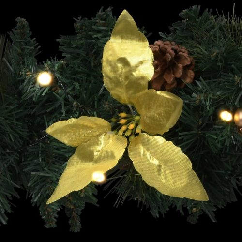 Christmas Wreath with LED Lights 60 cm PVC – Green and Gold