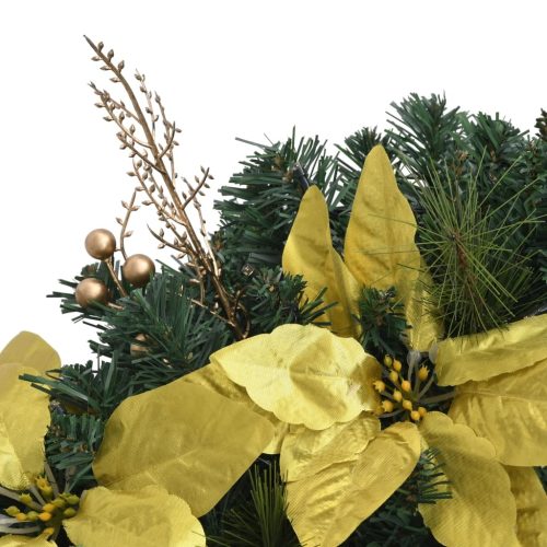 Christmas Wreath with LED Lights 60 cm PVC – Green and Gold