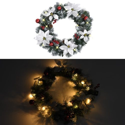 Christmas Wreath with LED Lights 60 cm PVC – Green and White