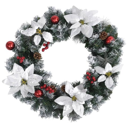 Christmas Wreath with LED Lights 60 cm PVC – Green and White