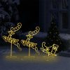 Acrylic Christmas Flying Reindeer&Sleigh 260x21x87cm – Warm White