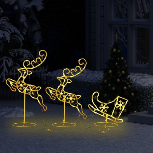 Acrylic Christmas Flying Reindeer&Sleigh 260x21x87cm – Warm White