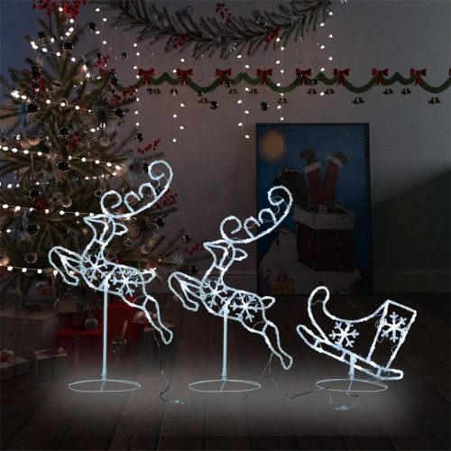 Acrylic Christmas Flying Reindeer&Sleigh 260x21x87cm – Cold White