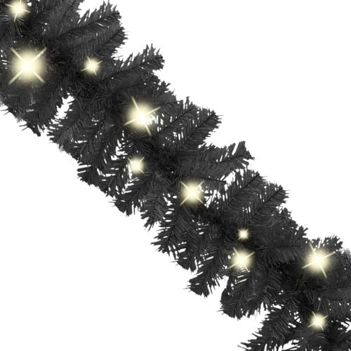 Christmas Garland with LED Lights – 10 M, Black