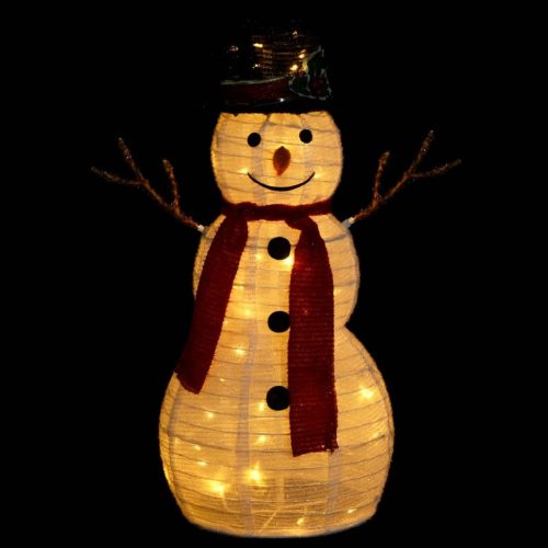 Decorative Christmas Snowman Figure with LED Luxury Fabric – 60 cm