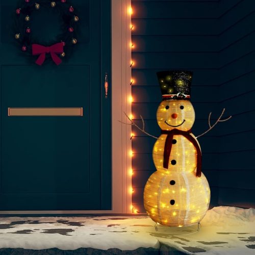 Decorative Christmas Snowman Figure with LED Luxury Fabric – 120 cm