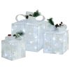 Decorative Christmas Gift Boxes 3 pcs Outdoor Indoor – White