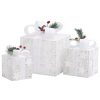 Decorative Christmas Gift Boxes 3 pcs Outdoor Indoor – White