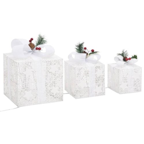 Decorative Christmas Gift Boxes 3 pcs Outdoor Indoor – White