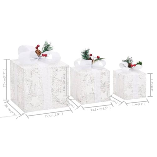 Decorative Christmas Gift Boxes 3 pcs Outdoor Indoor – White