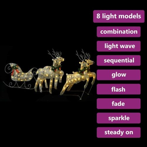 Reindeer & Sleigh Christmas Decoration 60 LEDs Outdoor – Gold, 4