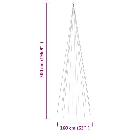 Christmas Tree on Flagpole Warm White LEDs – 500×160 cm, Straight shaped LED lights