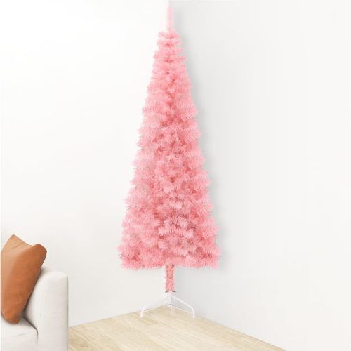 Slim Artificial Half Christmas Tree with Stand – 210×56 cm, Pink