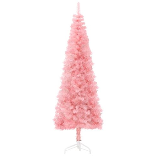 Slim Artificial Half Christmas Tree with Stand – 210×56 cm, Pink