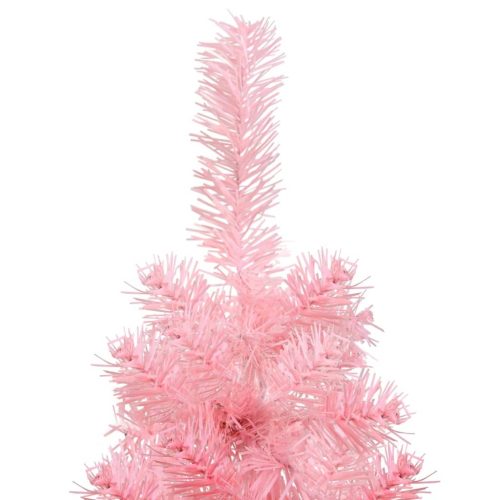 Slim Artificial Half Christmas Tree with Stand – 210×56 cm, Pink