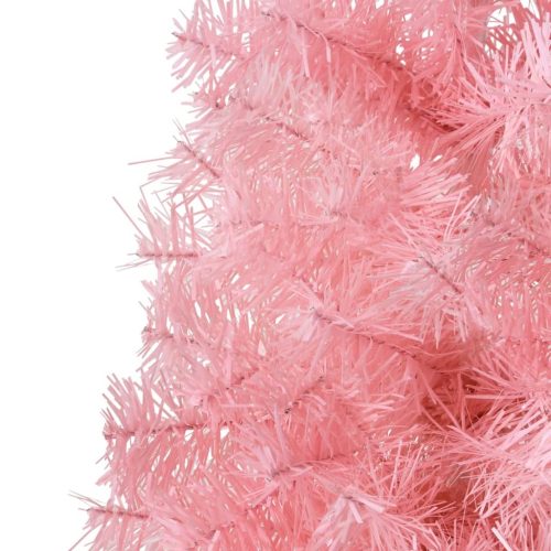 Slim Artificial Half Christmas Tree with Stand – 210×56 cm, Pink