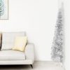 Slim Artificial Half Christmas Tree with Stand – 210×56 cm, Silver