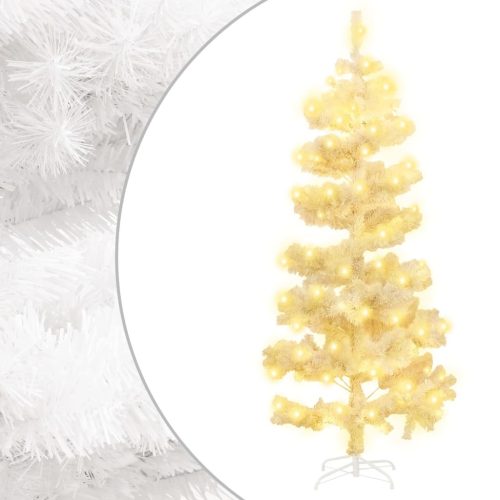 Swirl Christmas Tree with Pot and LEDs PVC – 150×80 cm, White