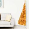 Artificial Half Christmas Tree with Stand PVC – 210×120 cm, Gold