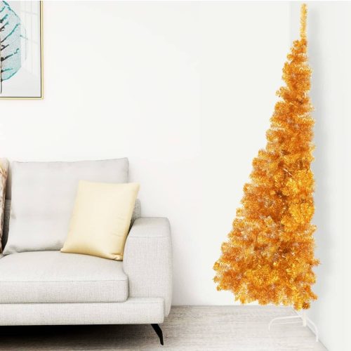 Artificial Half Christmas Tree with Stand PVC – 210×120 cm, Gold