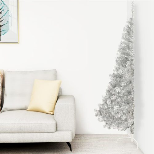 Artificial Half Christmas Tree with Stand PVC – 210×120 cm, Silver