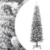 Artificial Slim Christmas Tree with Flocked Snow PVC&PE – 180×55 cm