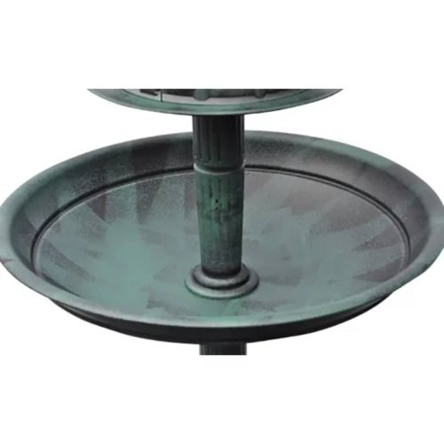 Bird Bath/ Feeder with Solar Light – Green