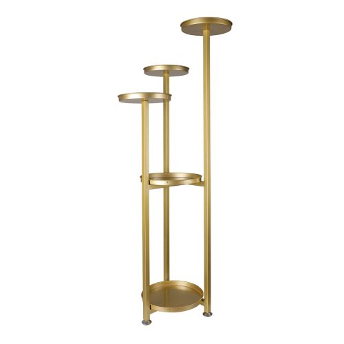 Plant Stand Outdoor Indoor Flower Pots Rack Garden Shelf – 28 x 28 x 120 cm, Gold