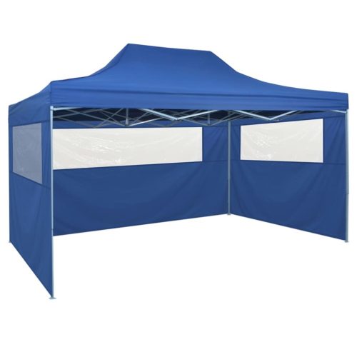 Foldable Tent Pop-Up with 4 Side Walls 3×4.5 m – Blue