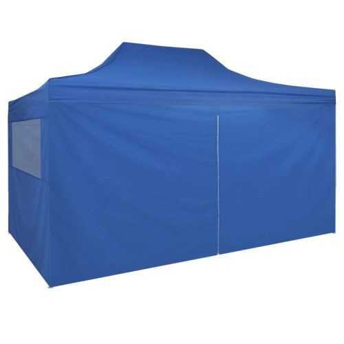 Foldable Tent Pop-Up with 4 Side Walls 3×4.5 m – Blue