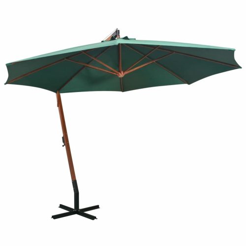 Hanging Parasol 350 cm Wooden Pole – Green