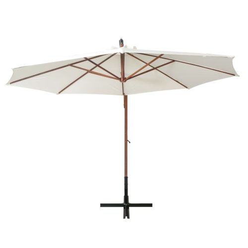 Hanging Parasol 350 cm Wooden Pole – White