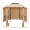 Garden Marquee Pavilion Tent with Curtains Hexagonal 360×265 cm – Beige