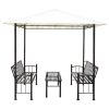 Garden Pavilion with Table and Benches 2.5×1.5×2.4 m – White