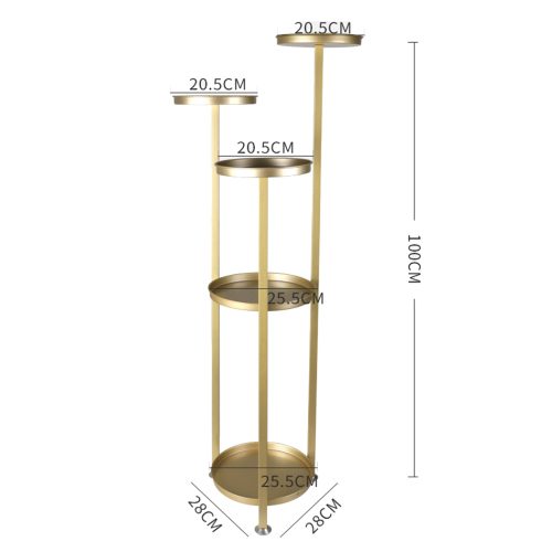 Plant Stand Outdoor Indoor Flower Pots Rack Garden Shelf – 28 x 28 x 100 cm, Gold
