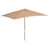 Parasol 200×300 cm Wooden Pole – Taupe